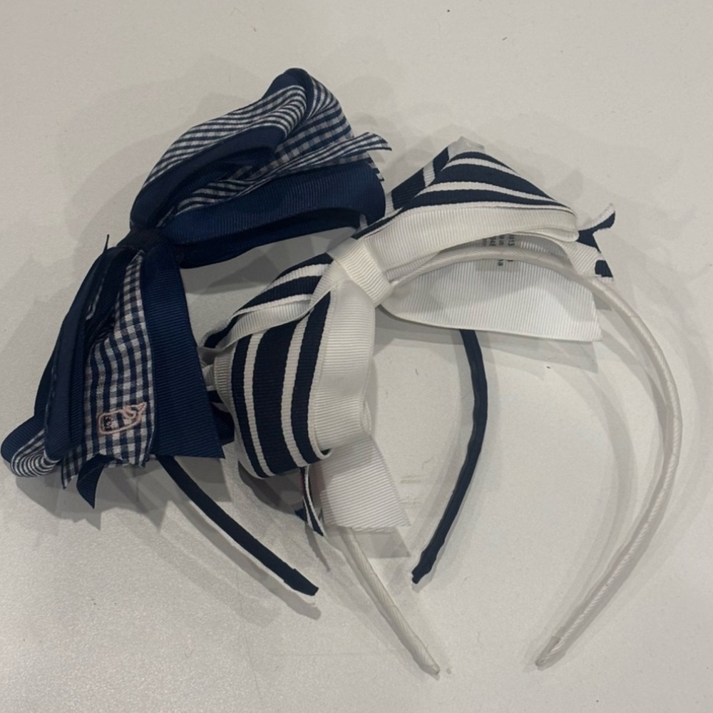 Vineyard Vines Navy and White Striped Bow Headbands